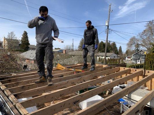 After demolishing old roof