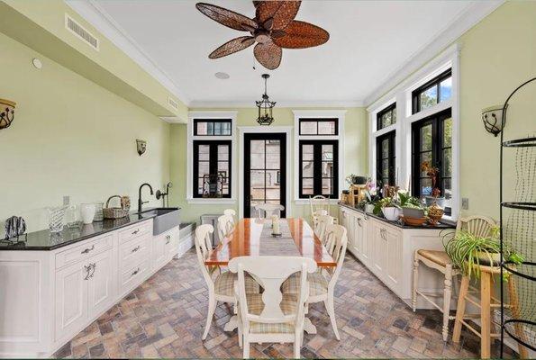 Floral Room: Soft green painted walls, soft whites..Moorestown NJ Home