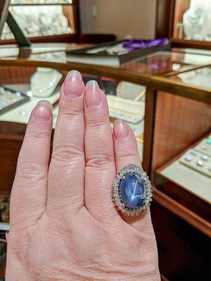 This gorgeous star sapphire cabouchon ring is even MORE stunning in person!