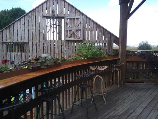 Upper deck with tractor seat stools