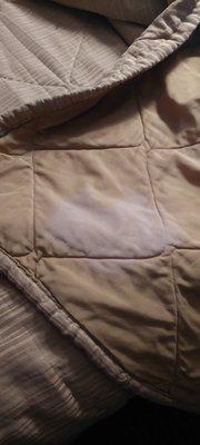 Body fluid stain on sheets in room 3