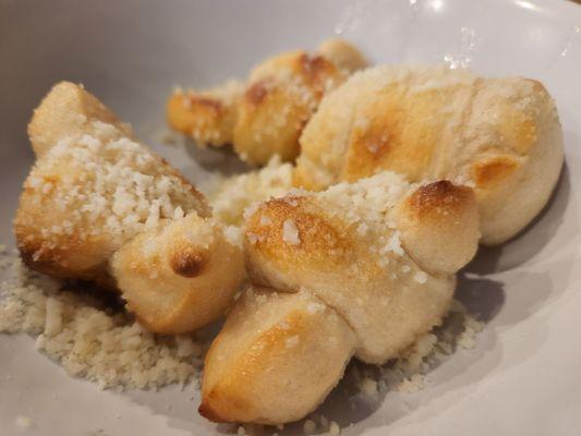 Terminal garlic knots,  grated parmesan