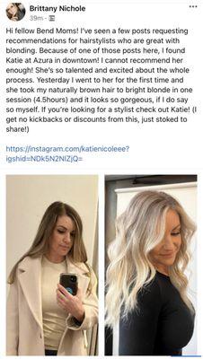 Hourly blonding service