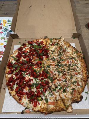 Half Butter Chicken Pizza & half Chicken Tikka Pizza