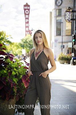 Outdoor Senior Portraits.  State Street Madison Area.