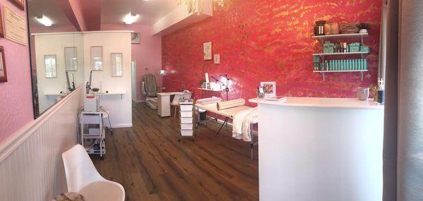 Inside view of salon when we first opened. Now have two hydraulic lash beds.