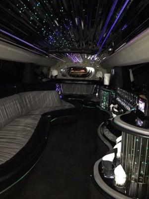 The interior of the stretch hummer.