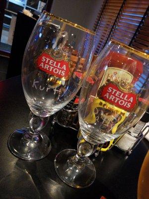 Enjoyed a great dinner and received personalized Stella glassss!