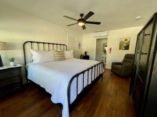 An inside view of our Evergreen Suite. This room includes a king bed.