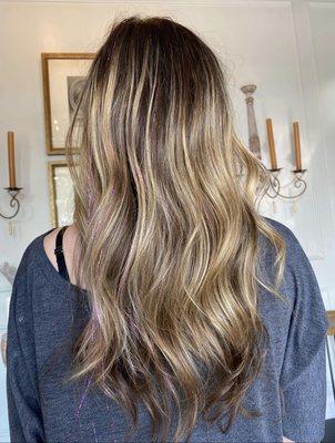 Honey Balayage with tinsel