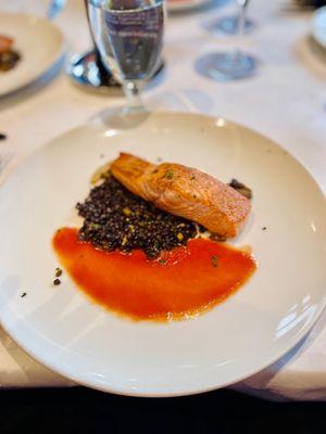 ALASKA SALMON   Warm Beluga Lentil Salad | Heirloom Tomato Butter | Genovese Basil// gf