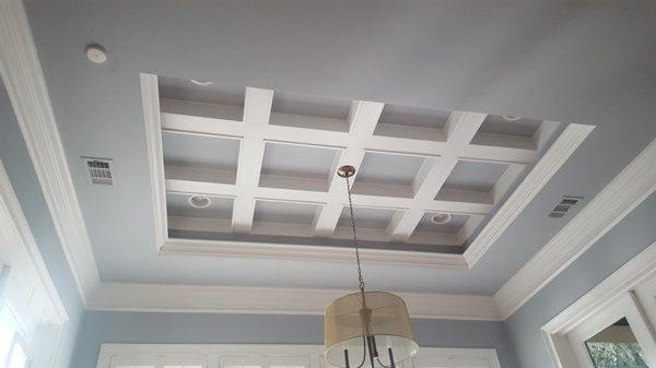 Coffered inside tray ceiling