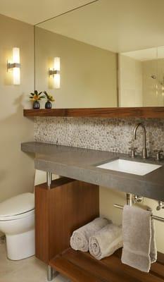 floating countertop - guest bathroom