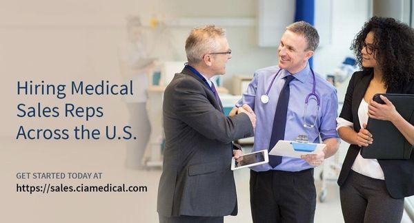 We are HIRING please contact CIA Medical for your career in the medical sales industry