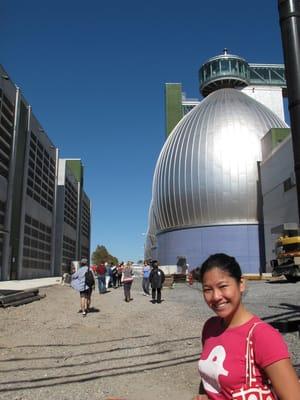 October 9 2010; Corrie poses for me in front of the digester eggs.