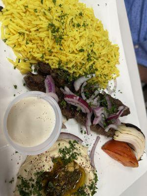 Beef kafta kabob platter