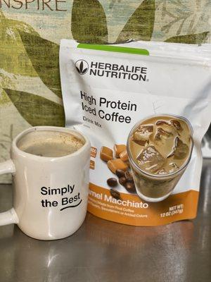 New flavor!! Caramel Machiato !! Proteín coffee ! Yummy only 1 gram of sugar and 15 grams of protein !  Orders yours today