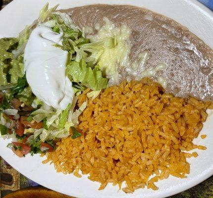 A tasty side dish accompanied our fajitas; complete with fresh sour cream.