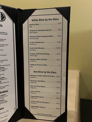 Drink menu