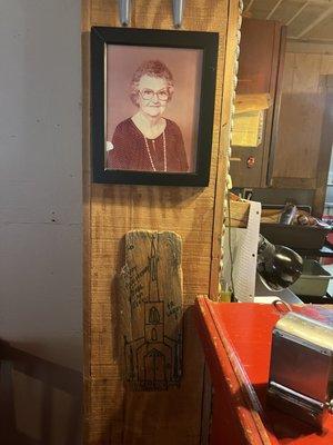 Ms Cora and a pic of the old school house