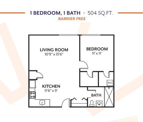 The Solaire At Las Palmas Village 1 bedroom 1 bath apartment plan