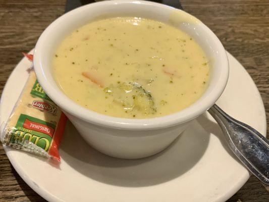 Broccoli cheese soup.  7.5/10