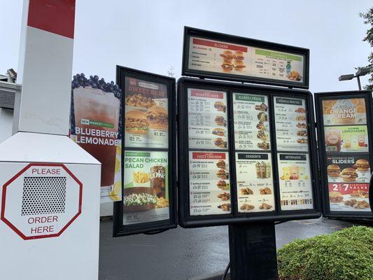 Menu in the drive thru.