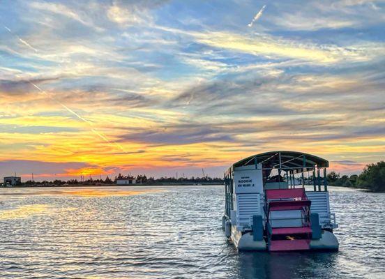 Sunset views on the pedal barge.