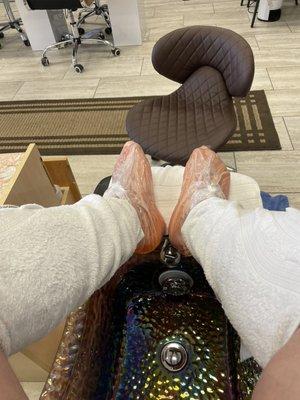 Deluxe Pedicure after the stone massage and sugar scrub!!!