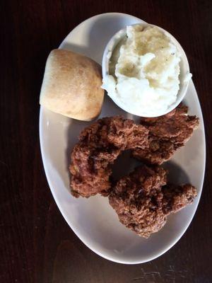 Chicken tenders and mashed potatoes