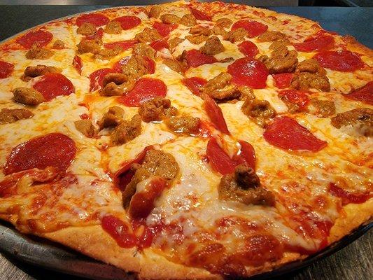 Sometimes simple is best - Pepperoni and Sausage Pizza!