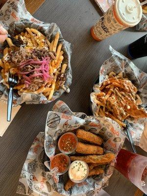 Gorilla Fingers, Fried Pickle, Chicken Buffalo Fries