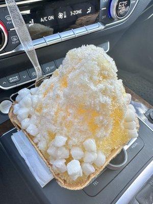 Shaved Ice with rice cakes.