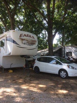 Our lovely spot under the pecan trees.