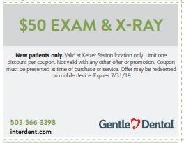 $50 exam & x-ray at Gentle Dental