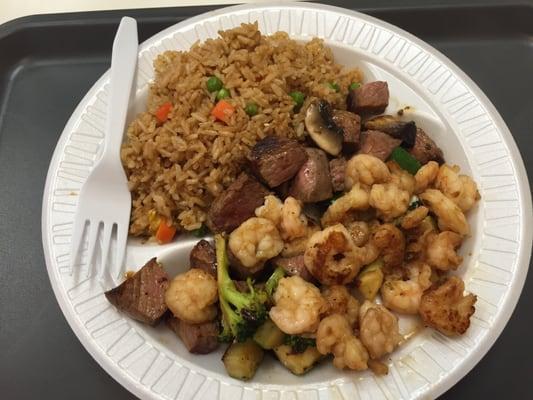 Steak and shrimp plate.