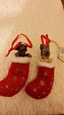 My Rottweiler and German Shepherd Dog Xmas ornaments - in honor of my beloved boys :)