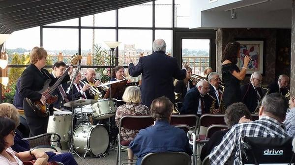 the rooftop space,with space for a concert.