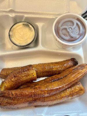 Plantains come with beans and crema so delicious!