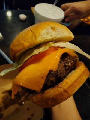 Butter burger with cheddar cheese