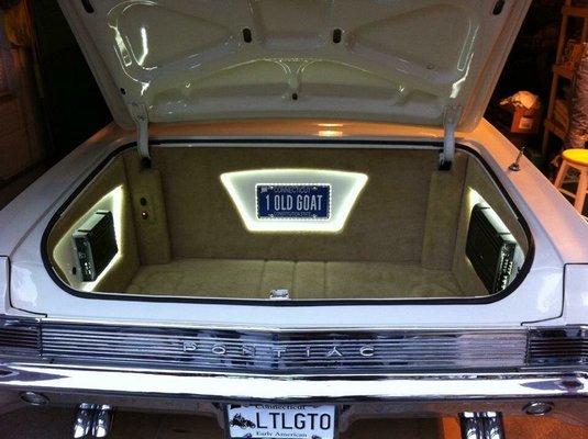 Full custom trunk we built in a 1965 Pontiac GTO.