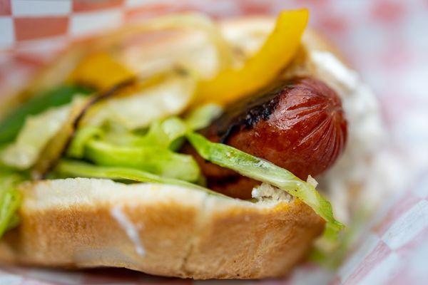 Seattle Dog ($8) Cream cheese and Caramelized Veggies (cabbage, onions and peppers) on a toasted bun