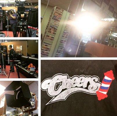 Photo shoot and mini video documentary set up inside Cheers Unisex.