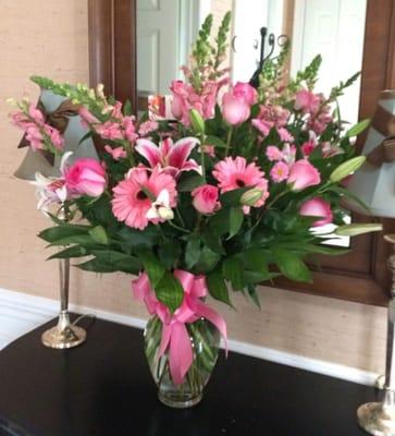 I asked for a gigantic pink floral display and this is what I got! AWESOME!