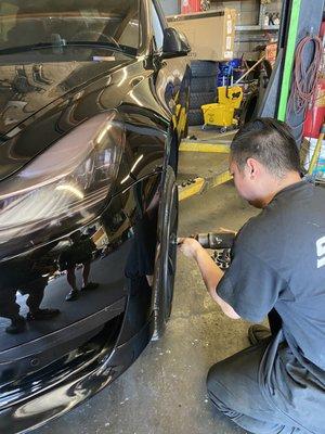 Spacer install on Tesla Model 3