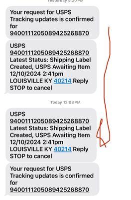 USPS TRACKING NUMBER. It sat in Kentucky for 9 days!!