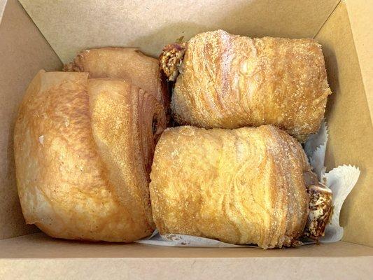 2 Chocolate Croissants, 2 S'mores Cruffin (chocolate pastry cream, cinnamon graham sugar, toasted marshmallow)