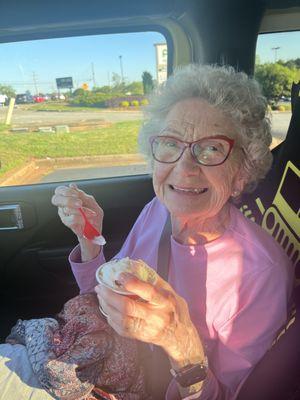 Mom happy with her beautiful eyebrows!!