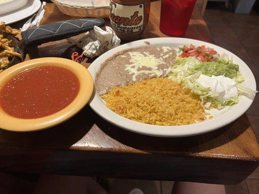 Salsa and Refried Beans, Mexican Rice