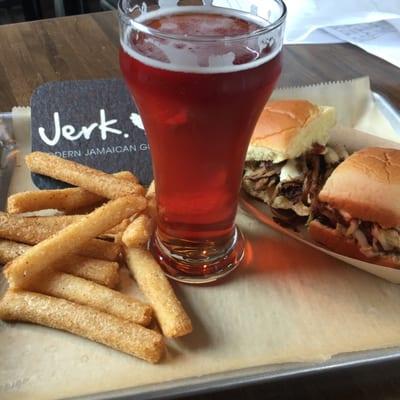 Jerk Pork Slider & Jerk Brisket Slider, Jerk Yucca Fries